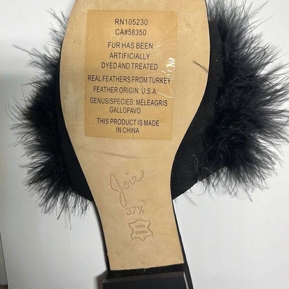 Joie Size 7 Black Mani Feather Fluffy Slide Sandal/Shoe/Slipper - Picture 7 of 7